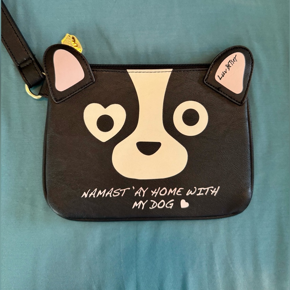 Betsey Johnson "Namastay At Home With My Dog" Wristlet Purse